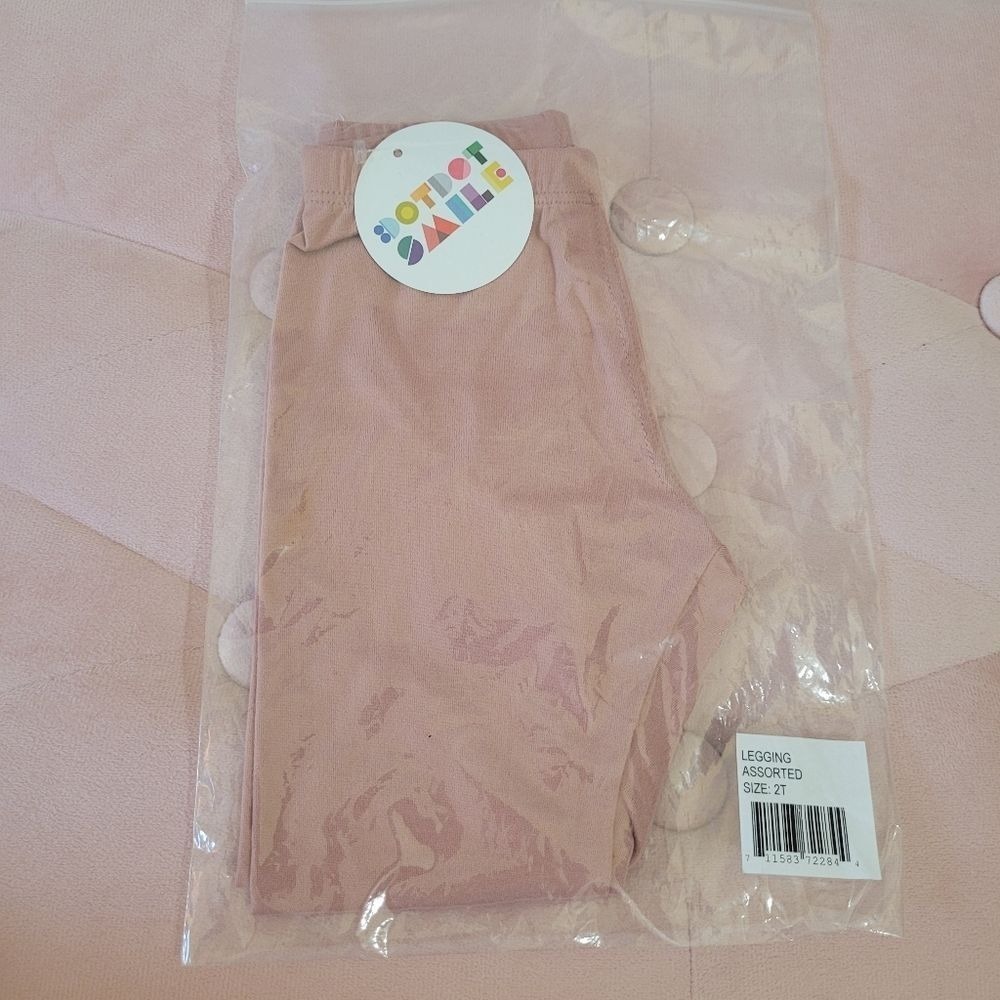 BNWT DOT DOT SMILE Baby Girl Solid Pink‎ Buttery Soft Leggings Size 2T - Picture 2 of 8